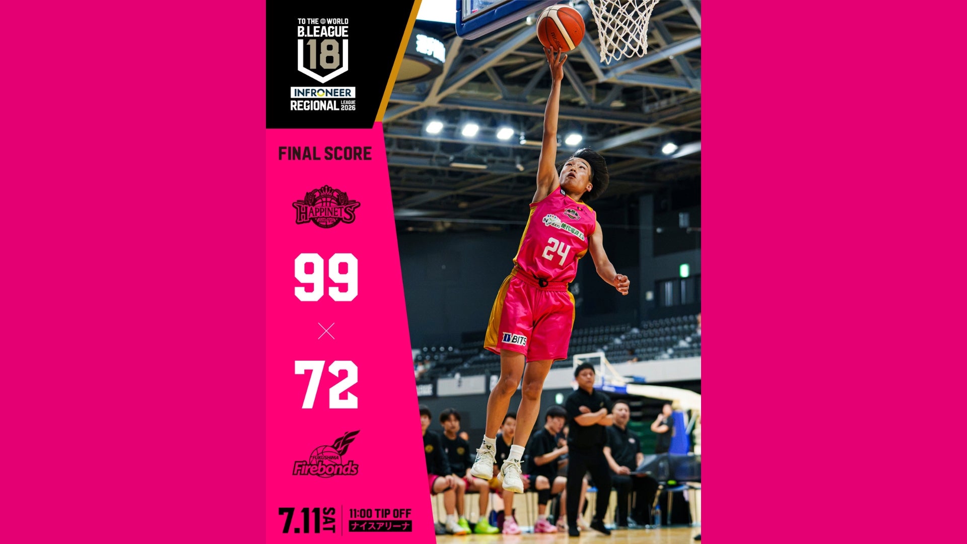 【U18試合結果】7/11（土）インフロニア B.LEAGUE U18 REGIONAL LEAGUE 2026 vs.福島U18@ナイスアリーナ